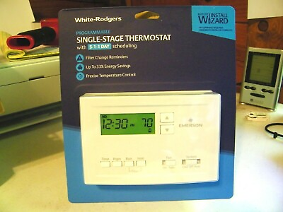 #ad White Rodgers Programmable Single Stage Thermostat with 5 1 1 Scheduling #P210 $33.90
