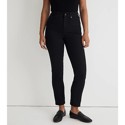 #ad Madewell Womens Curvy Stovepipe Jeans 32 High Rise Black Rinse Stretch NEW $138 $85.49