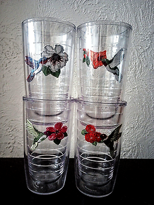#ad Tervis Double Wall Tumblers 16 oz w Hummingbird Embroidered Inserts Set 4 U.S.A $36.00