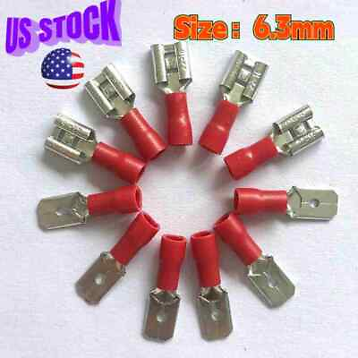 #ad 6.3mm Male Female 22 16AWG Wire Insulated Crimp Connector Spade Terminal100 500X $11.27