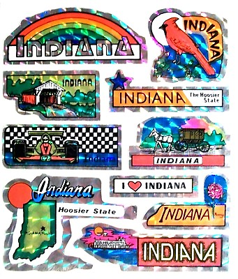 #ad Indiana State Vinyl Reflective Souvenir Decal 10 pack $3.68
