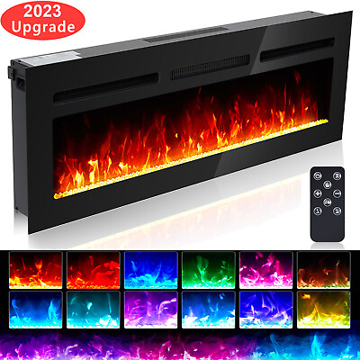 #ad 60quot; 1500W Wall Mount Recessed Electric Fireplace Heater w Remote Timer LED Flame $235.95