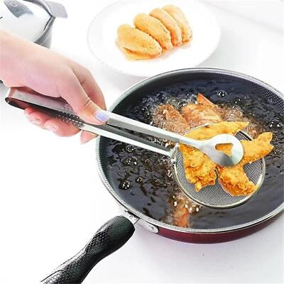#ad Cook Stainless Steel Spoon Fried Food Oil Strainer Clip Handheld Cooking Tools $10.93