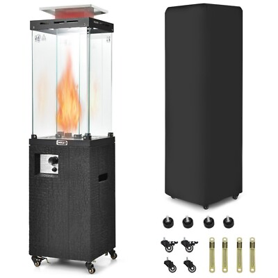 #ad Propane Patio Heater 41000 BTU Flame Outdoor Heater Black W Metal Hood Wheels $358.96