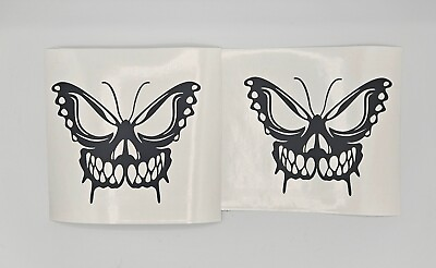 #ad PAIR Gothic Skull Butterfly Decal Drip Skull Decal Spooky Decal Halloween Decal $20.00