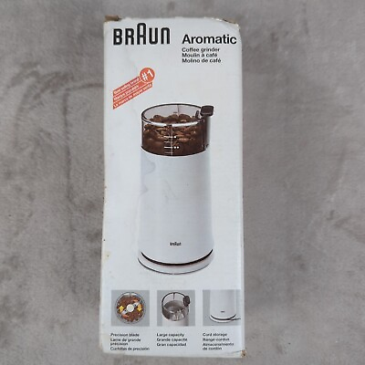#ad Braun Aromatic KSM 2 White Electric Blade Coffee Grinder Vintage $54.99