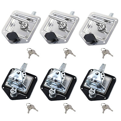 #ad 6 Pcs Trailer Door Latch T Handle Locking For Camper RV Truck Tool box With Keys $55.55