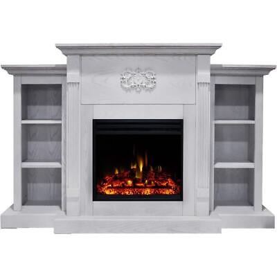 #ad Cambridge Electric Fireplace 72quot; w Bookshelves Multi Color Log Display White $854.31