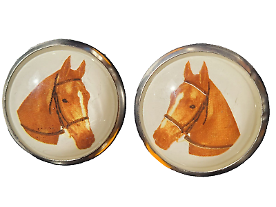 #ad Pair 2 of Horses Bridal Rosettes Buttons Featuring Horse Heads $19.95