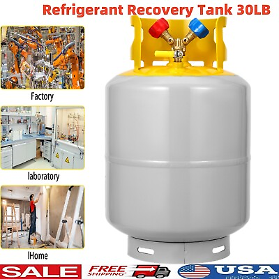 #ad Refrigerant Recovery Tank 30LB Double Valve for Liquid Steam HVAC Cylinder Tank $77.54