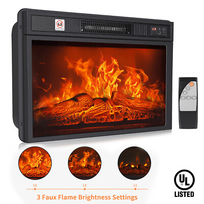 #ad Embedded Fireplace Electric Insert Heater Glass View Log Flame Remote Home 1400W $89.90