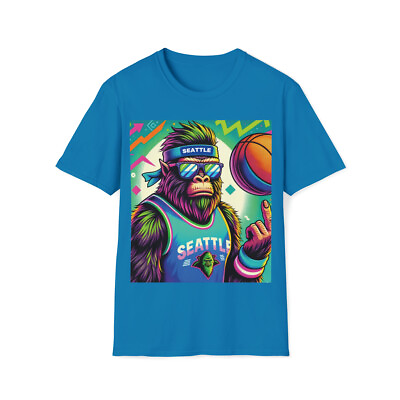 #ad Seattle Basketball Tshirt Graphic Tee Shirt Bigfoot Sasquatch AI Art 80s Hip hop $19.99