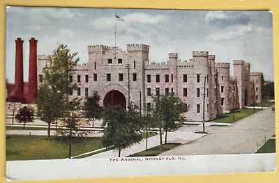#ad Springfield Illinois The Arsenal Famous Castle Vintage Postcard Lithograph c1910 $5.83