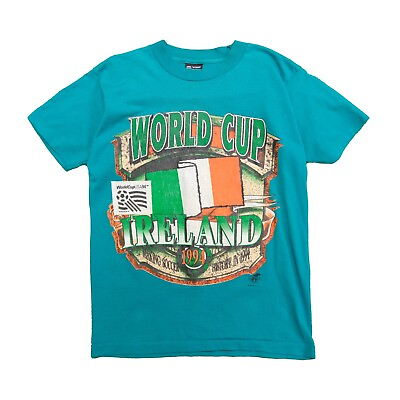 #ad Vintage FIFA World Cup Ireland National Team T Shirt Size Medium Teal $35.00