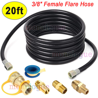 #ad 20FT Both 3 8quot; Female Flare Propane Hose3 8 Inch LP Gas Disconnect Fittings Kit $15.89