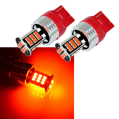 #ad 2x 7440 W21W T20 LED Center High Mounted Stop Light 3rd Brake Light Bulbs Red $19.99
