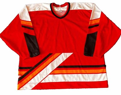 #ad VINTAGE CCM HOCKEY JERSEY WHITE RED BLACK YELLOW SIZE XL $29.99
