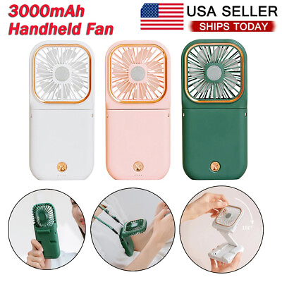 #ad New Portable Mini Fan USB Rechargeable Foldable Handheld Small Fan Power Bank $11.33