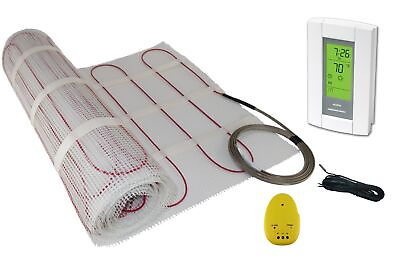 #ad Electric Tile Radiant Warm Floor Heat Heated Kit Mat with Prog Thermostat 120 V $194.00