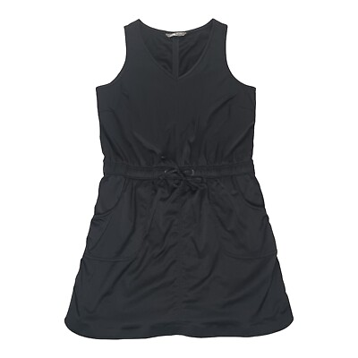 #ad The North Face Sleeveless Black Dress Drawstring Waist Pockets V Neck Athleisure $22.00
