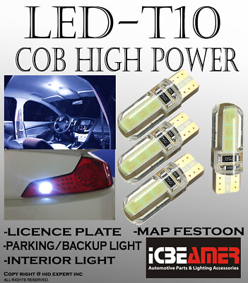 #ad 4 pc 168 194 2825 T10 COB White LED Plug amp; Play Install Tail Light Bulbs L689 $6.99