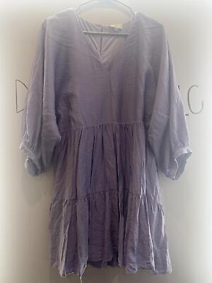 #ad Entro Dress Womens Size L Short Ruffle V Neck Light Purple Lavender Large $21.16