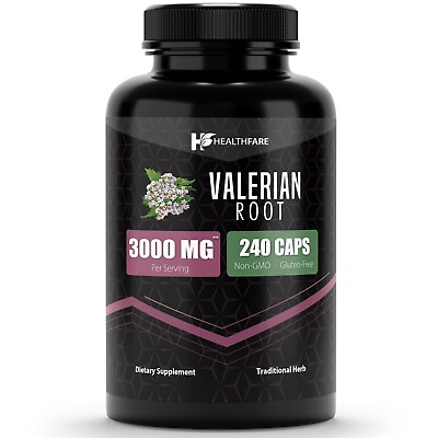 #ad Valerian Root Capsules 240 Pills 3000mg Highest Potency Sleep Aid HealthFare USA $14.39