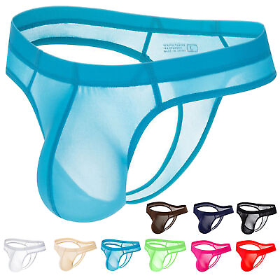 #ad Men#x27;s Sexy Ice Silk Underwear G String Thong Underpants Translucent Briefs $4.99