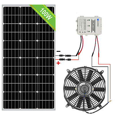#ad 12quot; Solar Attic Fan 100W Solar Panel 10Ah Battery Backup with Controller Cools $205.19
