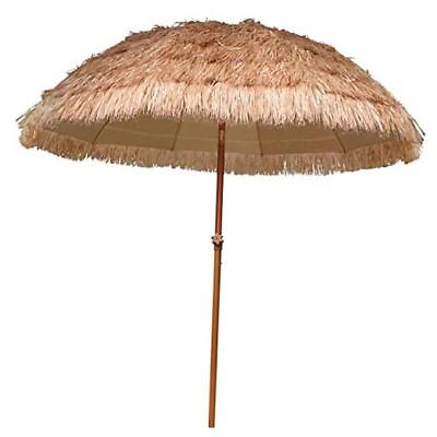 #ad 7.5ft Hula Thatched Tiki Umbrella Hawaiian Style Beach Patio Natural Color $140.57
