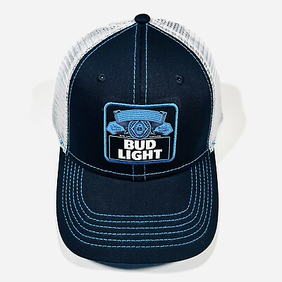 #ad Bud Light Beer Snapback Trucker Mesh Hat Cap Adjustable New NWT Blue White NEW $21.24