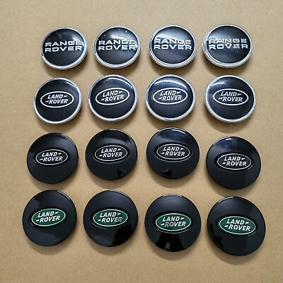 #ad 4pcs BLACK CHROME Land Range Rover Wheel Center Caps 63mm Emblems Hubcaps Covers $20.49