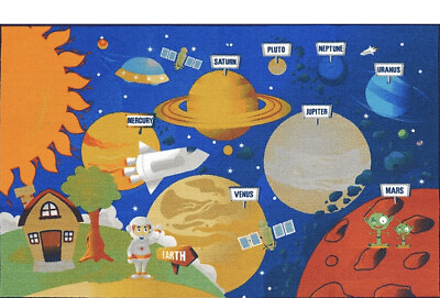 #ad Kiddee Brand Outer Space Galaxy Solar System Area Rug Child Kids Playroom 60x39quot; $24.99