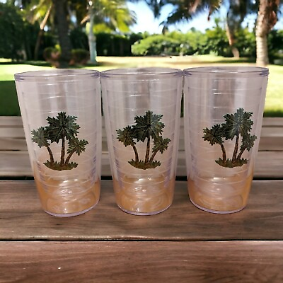 #ad Tervis Tumbler 16oz Insulated Cup Set of 3 Tropical Palm Trees Beach Life $24.99