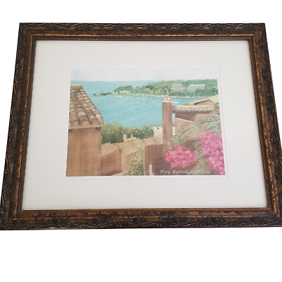 #ad Watercolor Painting Professionally Framed SIGNED Tropical Water Scenery Decor $53.54