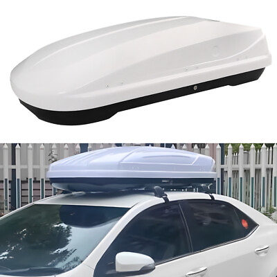 #ad 14 ft³ ABS Car Roof Top Box Cargo Luggage Carrier 2 Locks Toolless Install White $246.04