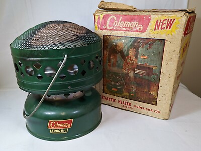 #ad Nice UNTESTED Vintage Coleman Catalytic Heater Model 511A 1966 5000 BTU with Box $45.00