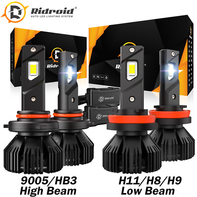 #ad RIDROID LED Headlight Bulbs Conversion Kit 9005 H11 High Low Beam with canbus $39.98