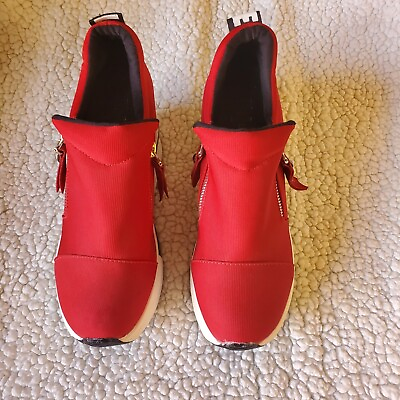 #ad Love Womens Platform RedBlackWhite Shoes With Zippers In Front Pre Owned $27.50