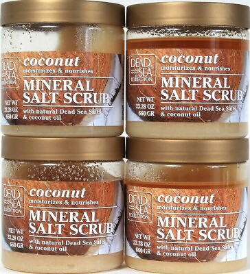 #ad 4 Count Dead Sea Collection 23.28 Oz Coconut Oil Moisturizing Mineral Salt Scrub $50.99