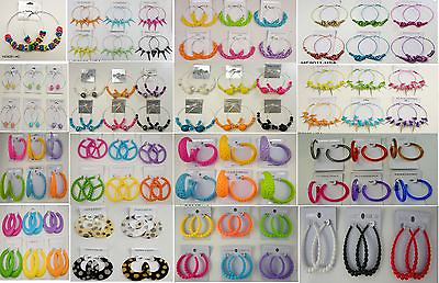 #ad Wholesale Jewelry lot 10 pairs Beautiful Color Fashion Hoop Earrings Su 195 $9.99