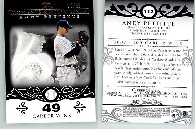 #ad Andy Pettitte 2008 Topps Moments amp; Milestones Black 25 #112 49 Yankees $2.99