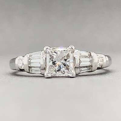 #ad Estate 14K White Gold 0.61ct Princess amp; 0.27cttw G H VS2 SI1 Diamond Engagement $1894.97