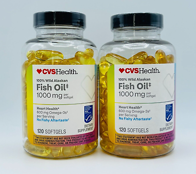 #ad 2 CVS Health 100% Wild Alaskan Fish Oil 1000 mg 240 Softgels Total Exp 10 2024 $21.75