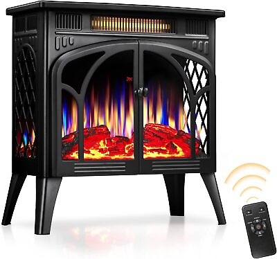 #ad 26.5#x27;#x27; Black Electric Fireplace Stove Heater with Realistic Flame $150.00