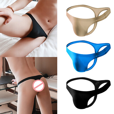 #ad Ultra thin Seamless Thong Men G Strings and Thongs Men Pouch Ice Silk Underwear $4.97