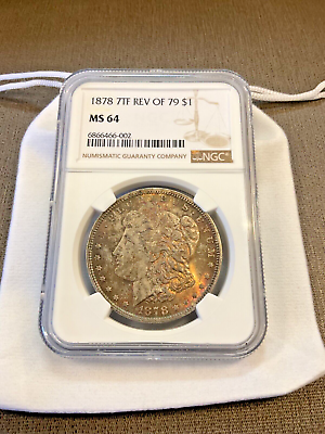 #ad 1878 7 TF Reverse of 79 NGC MS64 Toned Silver Dollar $1500.00
