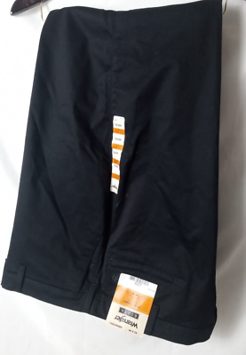 #ad Wrangler Riata Pants New Size 46X32 Black Relaxed Fit Flat Front Stretch Career $18.50