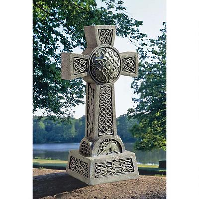 #ad 22quot; Mystical Knotwork Embellished High Celtic Christian Cross Garden Sculpture $132.82