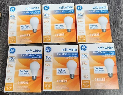#ad #ad Lot of 24 Regular GE Light Bulbs 40 Watt Output A19 Soft White 2 Boxes Of 12 $24.99